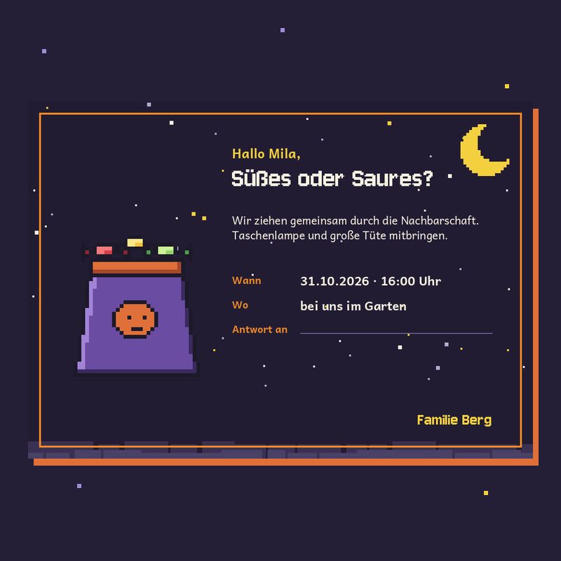Einladung Süßes-oder-Saures-Tour