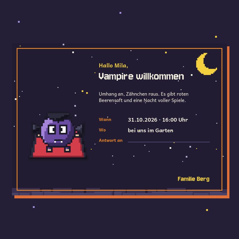 Einladung Vampirparty für Kinder