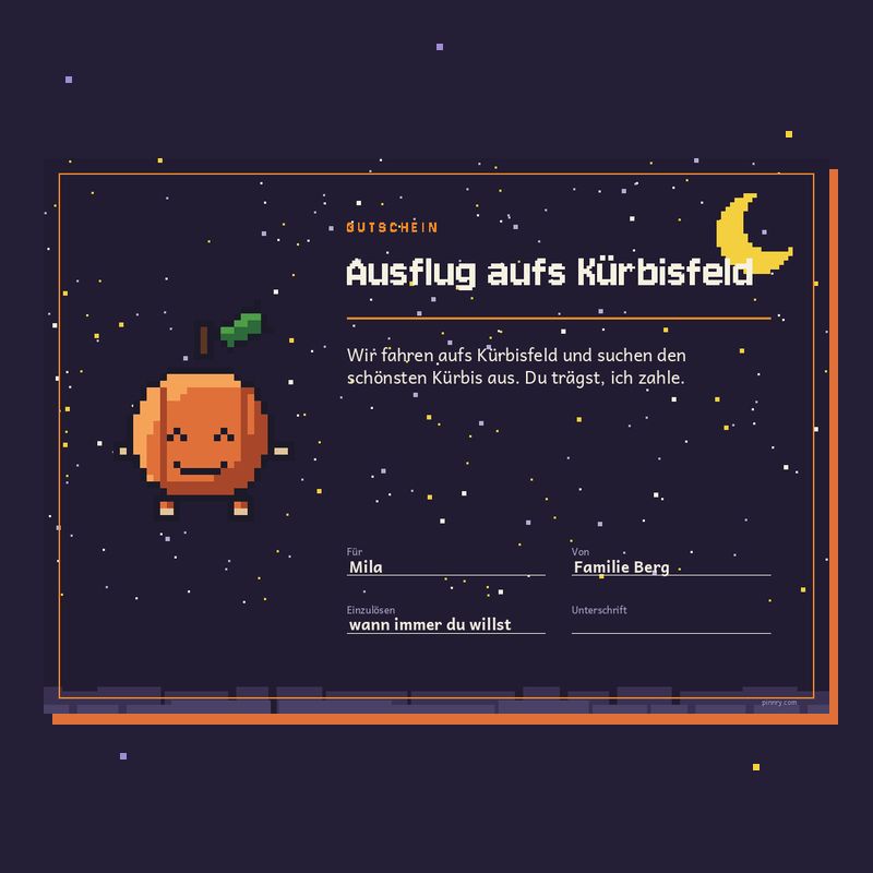 Gutschein „Ausflug aufs Kürbisfeld“
