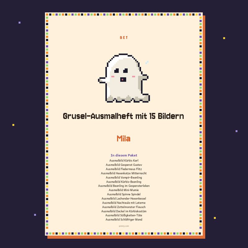 Grusel-Ausmalheft mit 15 Bildern