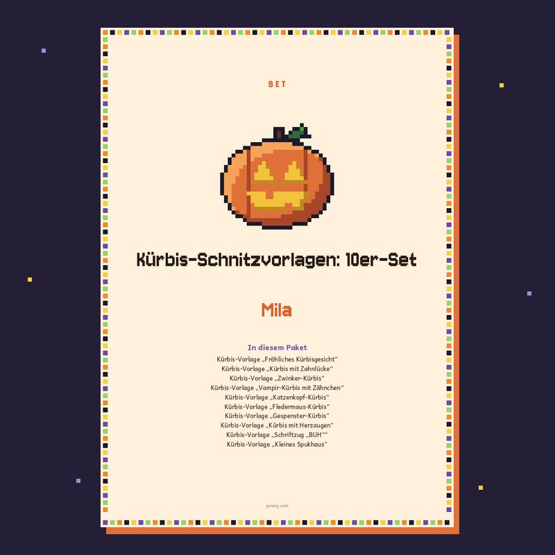 Kürbis-Schnitzvorlagen: 10er-Set