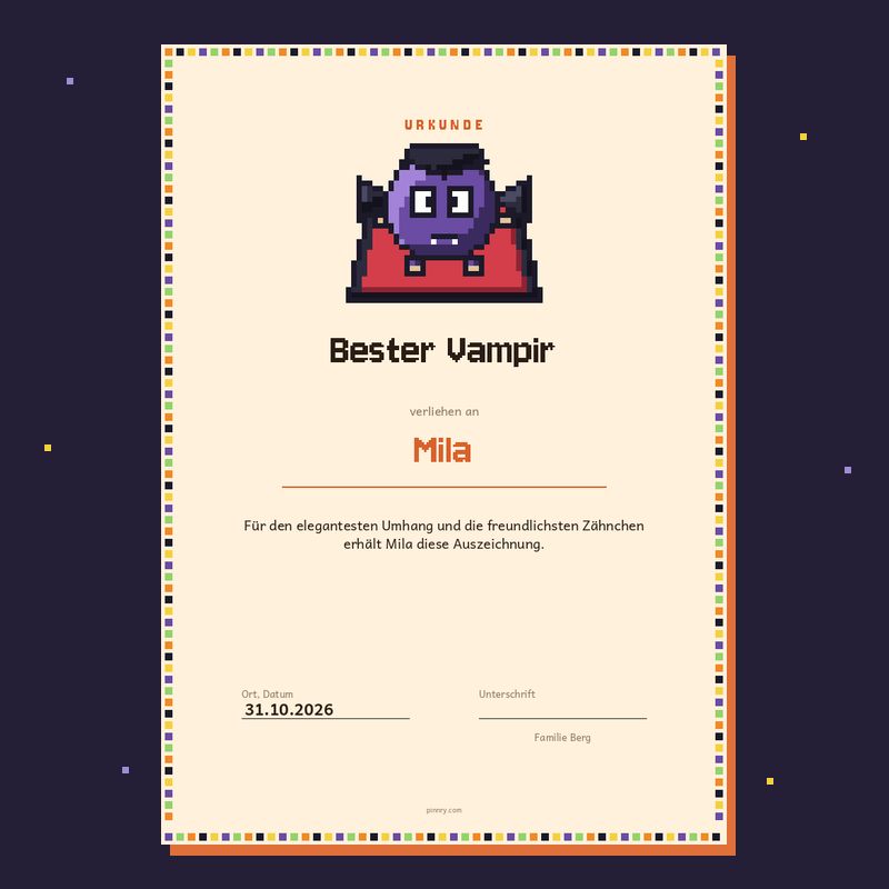Urkunde „Bester Vampir“