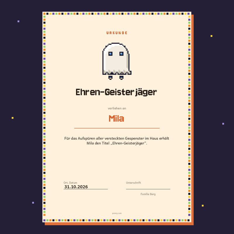 Urkunde „Ehren-Geisterjäger“