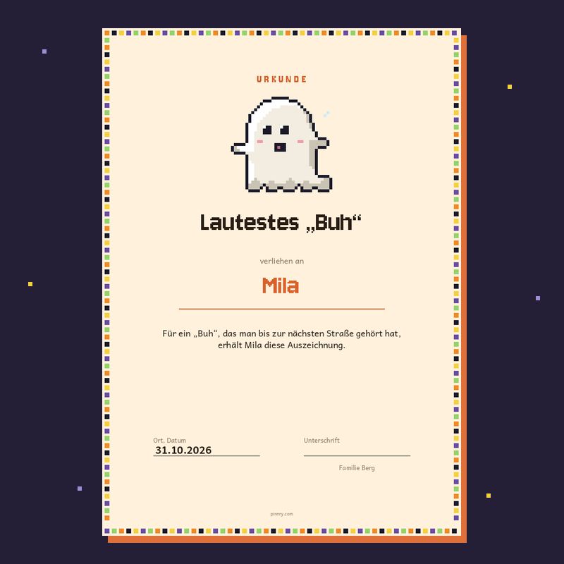 Urkunde „Lautestes „Buh““