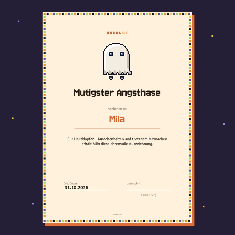 Urkunde „Mutigster Angsthase“