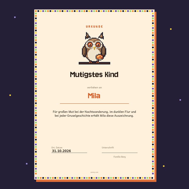 Urkunde „Mutigstes Kind“