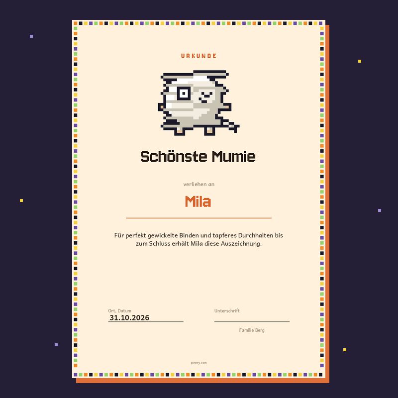 Urkunde „Schönste Mumie“