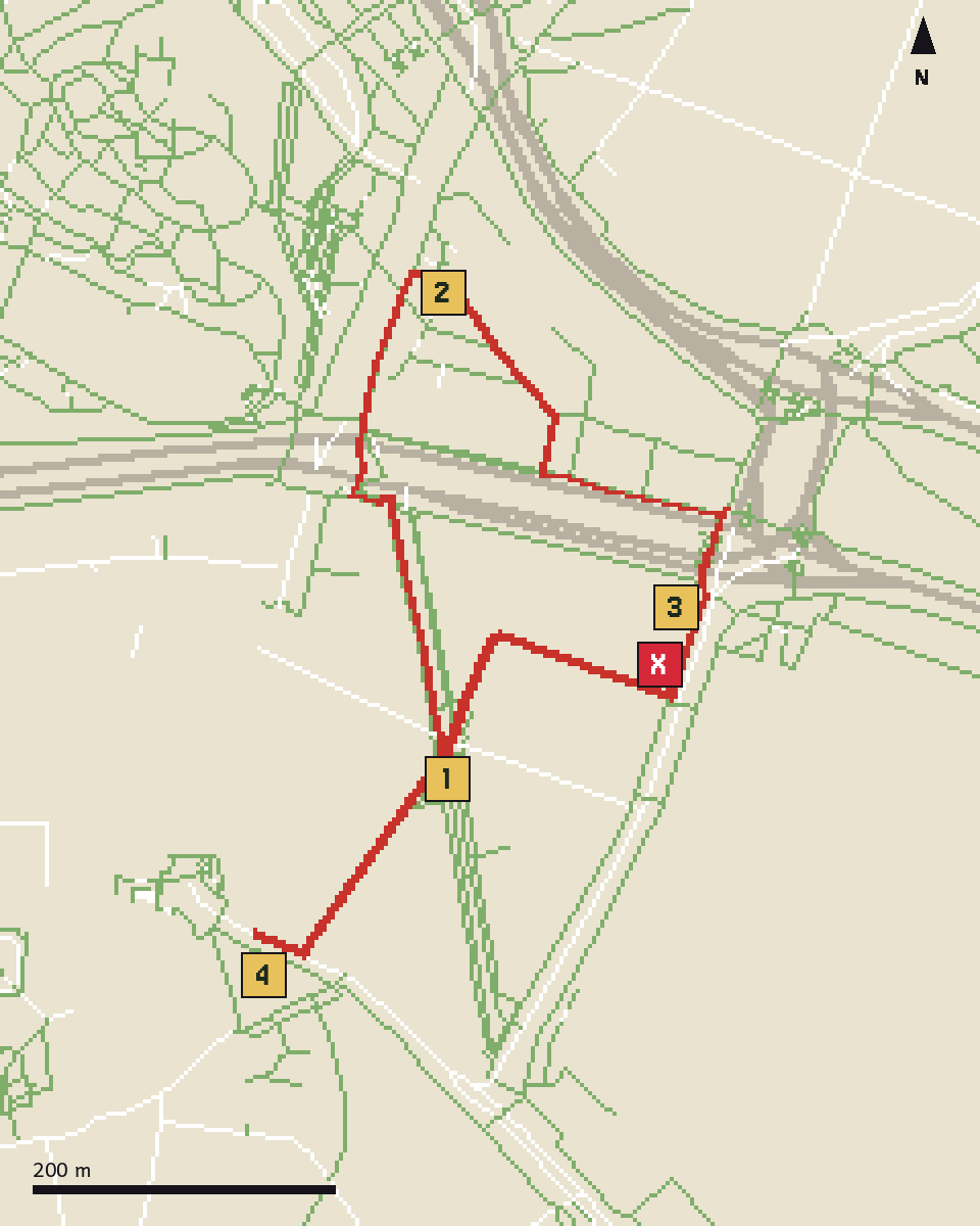 Pixel-Schatzkarte mit Route durch Hamburg