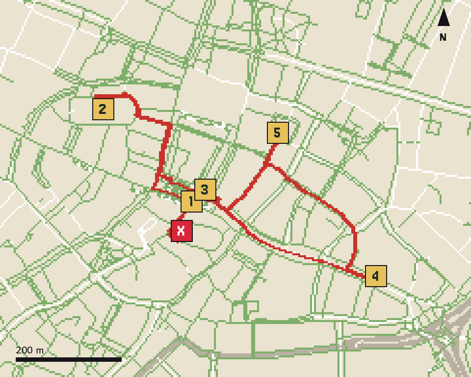 Pixel-Schatzkarte mit Route durch München