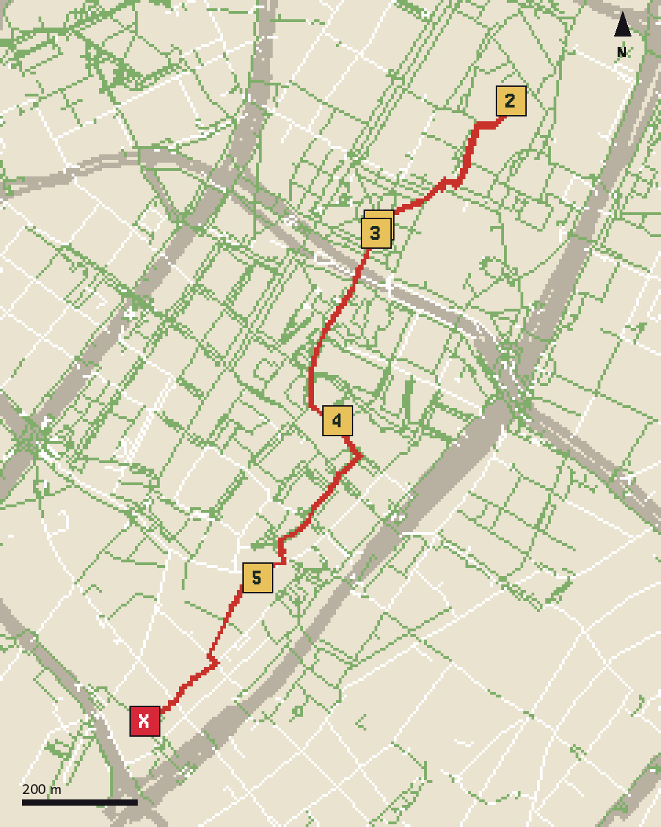 Pixel-Schatzkarte mit Route durch Stuttgart