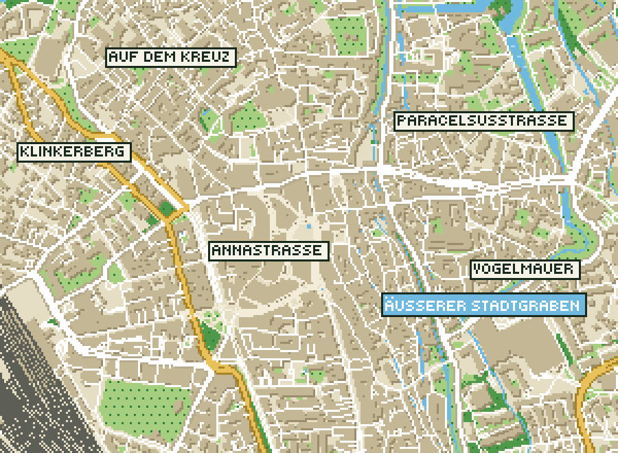 Pixel-Plan der Ortsmitte von Augsburg