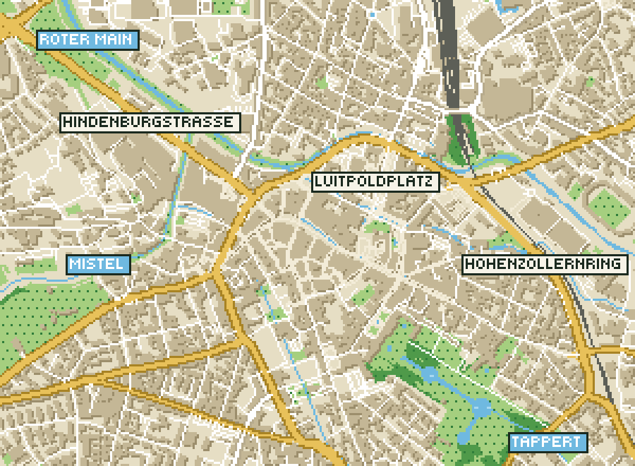 Pixel-Plan der Ortsmitte von Bayreuth