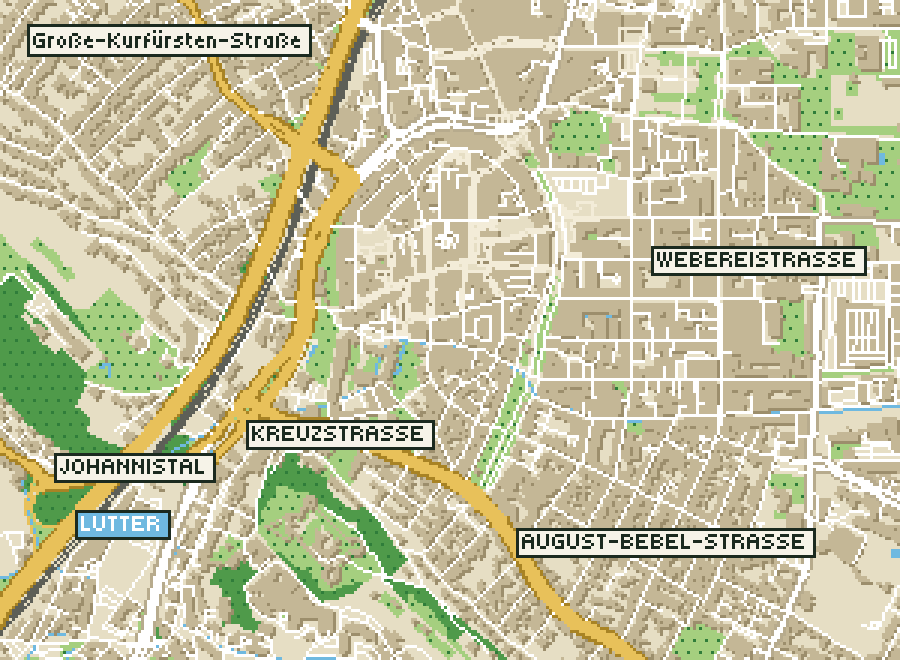 Pixel-Plan der Ortsmitte von Bielefeld