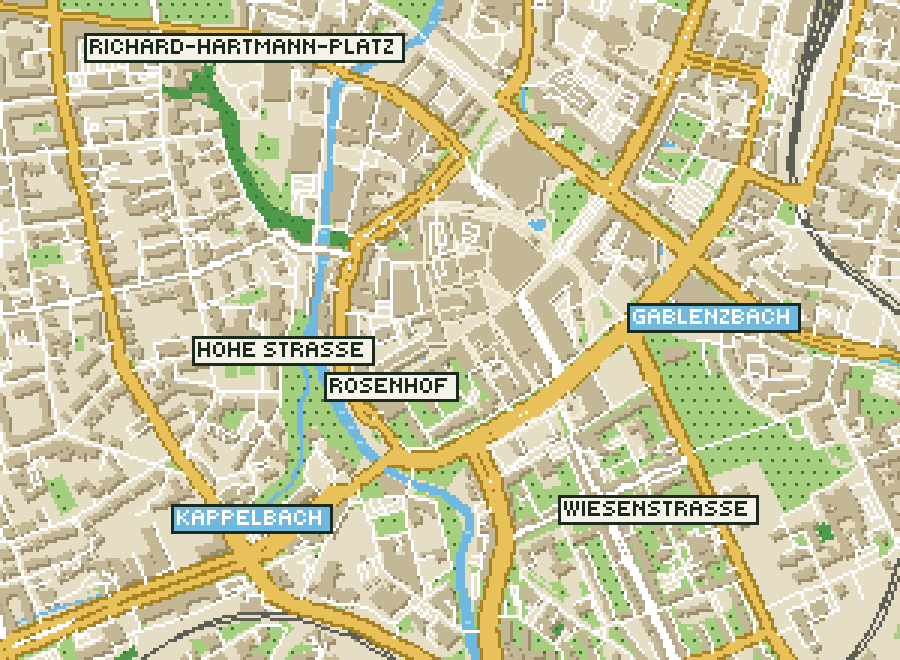 Pixel-Plan der Ortsmitte von Chemnitz