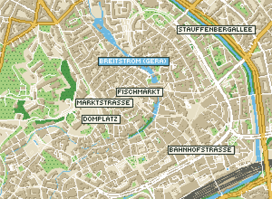 Pixel-Plan der Ortsmitte von Erfurt