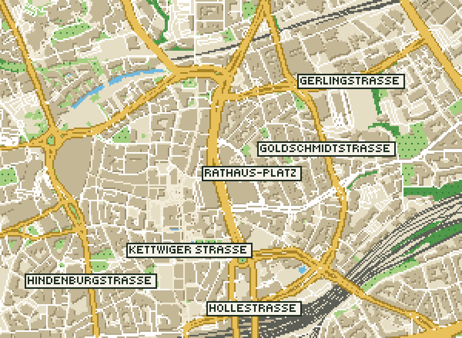 Pixel-Plan der Ortsmitte von Essen