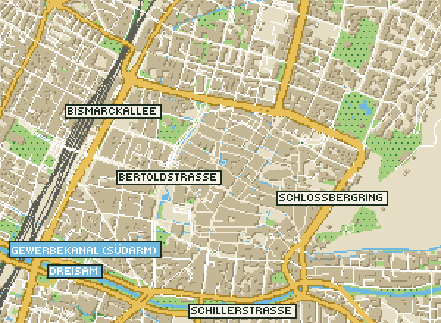 Pixel-Plan der Ortsmitte von Freiburg im Breisgau