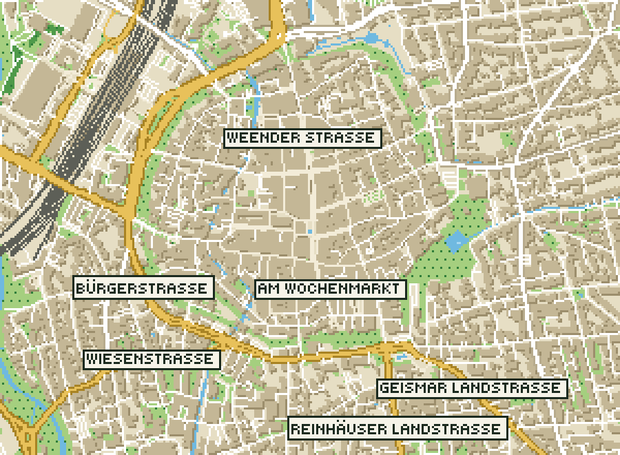 Pixel-Plan der Ortsmitte von Göttingen