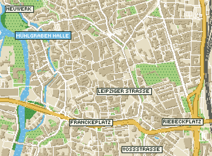 Pixel-Plan der Ortsmitte von Halle (Saale)