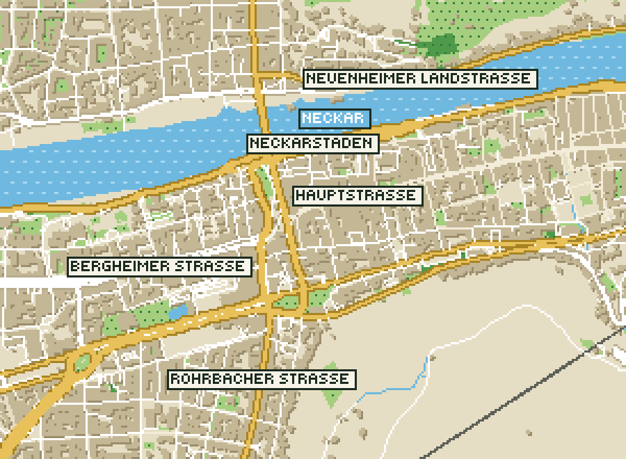 Pixel-Plan der Ortsmitte von Heidelberg