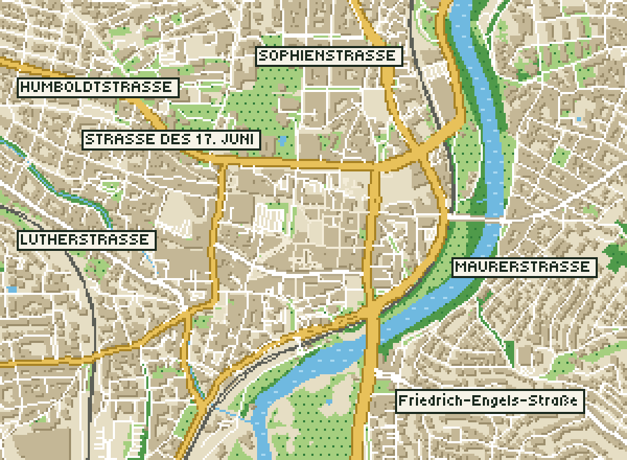 Pixel-Plan der Ortsmitte von Jena