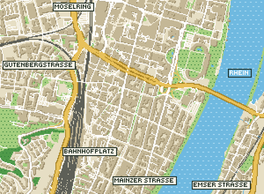 Pixel-Plan der Ortsmitte von Koblenz