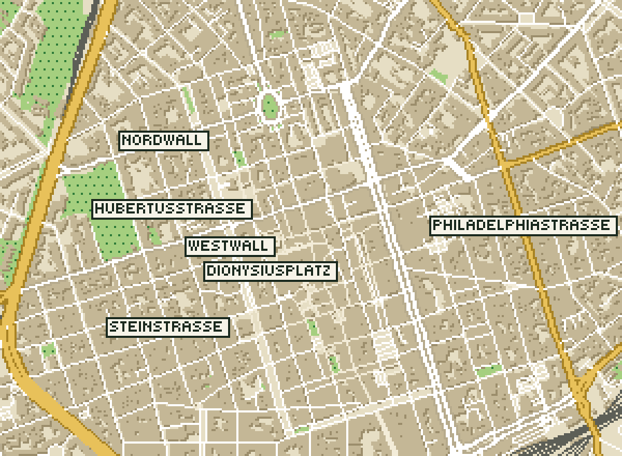 Pixel-Plan der Ortsmitte von Krefeld
