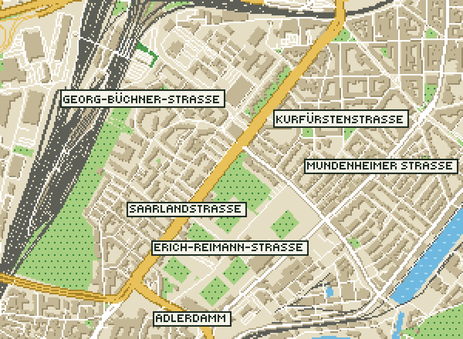 Pixel-Plan der Ortsmitte von Ludwigshafen am Rhein
