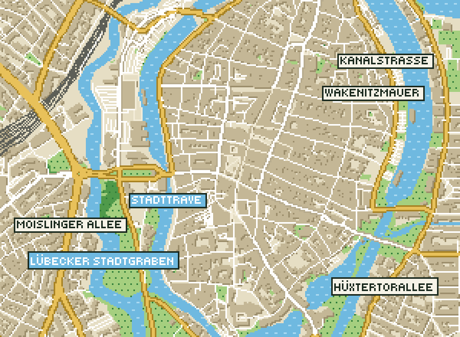 Pixel-Plan der Ortsmitte von Lübeck