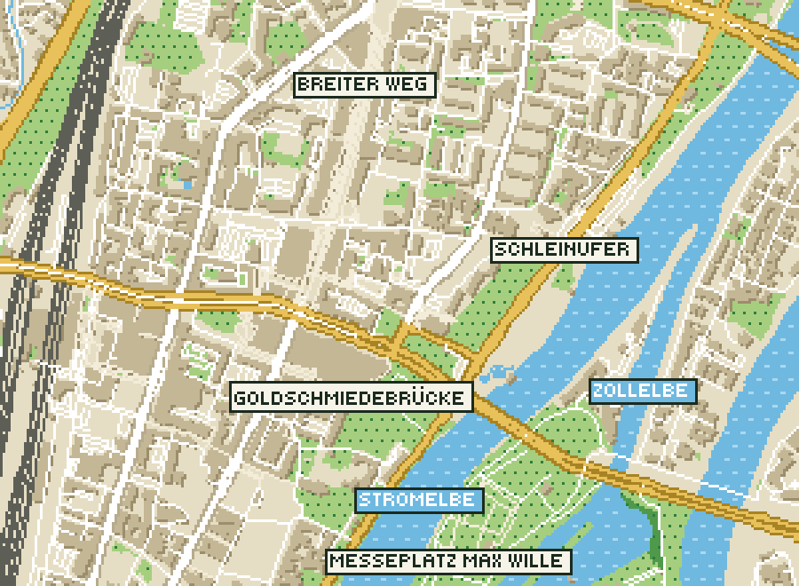 Pixel-Plan der Ortsmitte von Magdeburg
