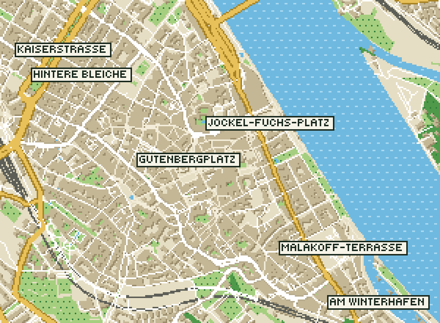 Pixel-Plan der Ortsmitte von Mainz