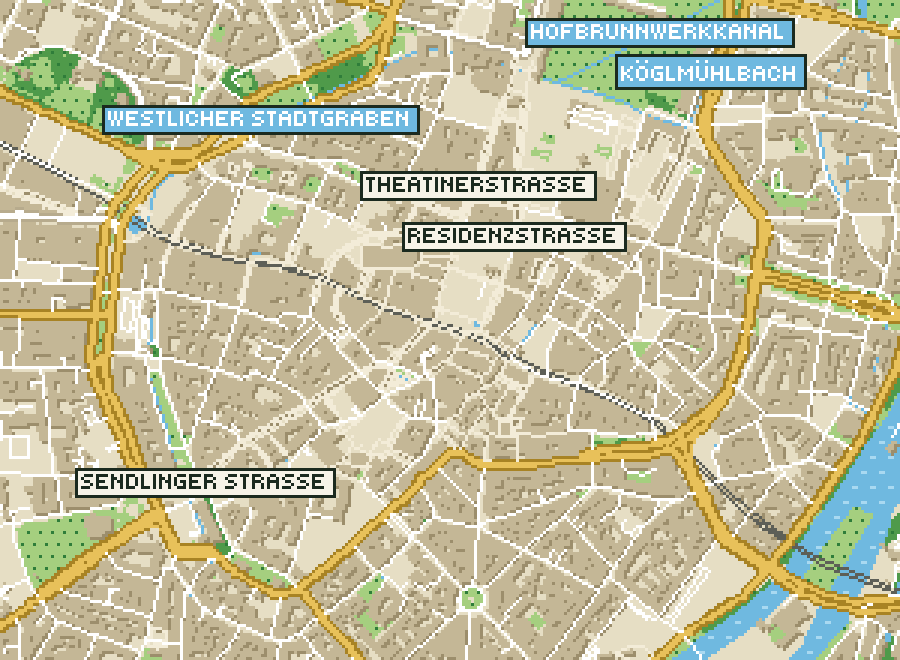 Pixel-Plan der Ortsmitte von München