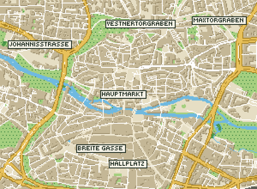 Pixel-Plan der Ortsmitte von Nürnberg