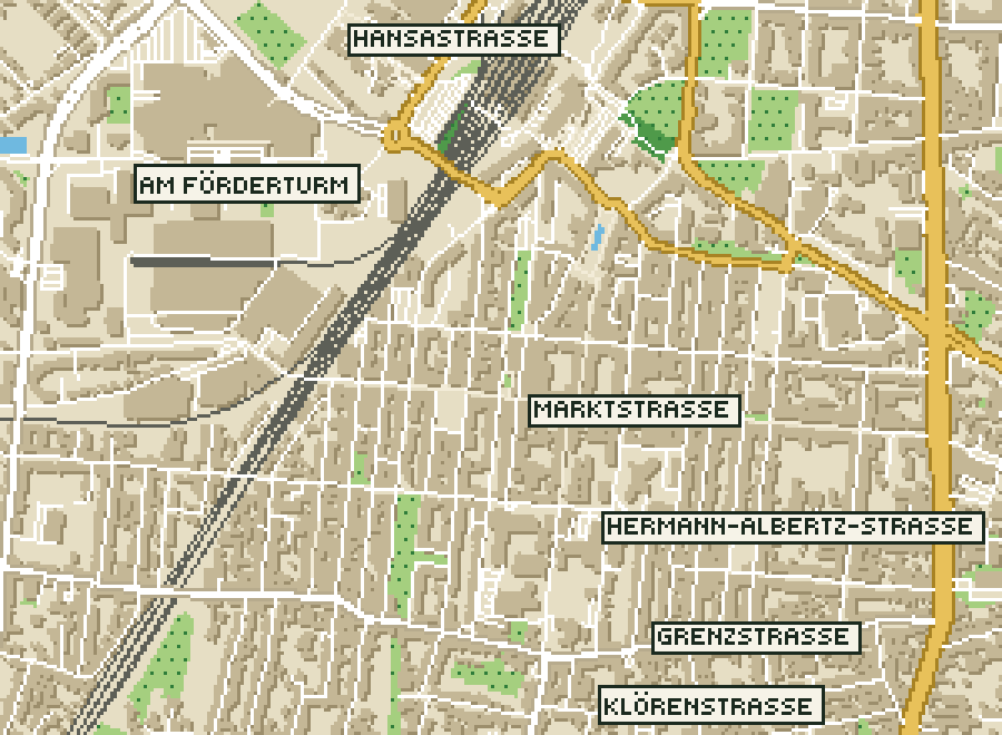 Pixel-Plan der Ortsmitte von Oberhausen
