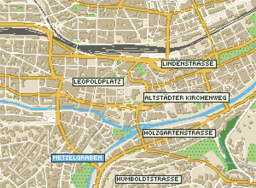 Pixel-Plan der Ortsmitte von Pforzheim
