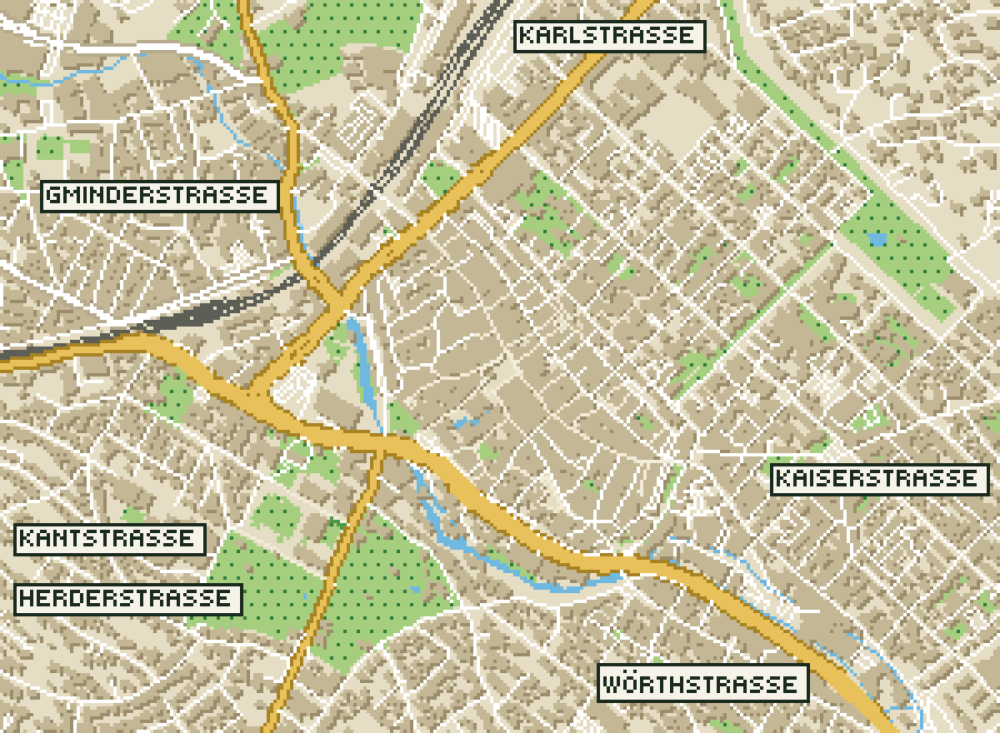 Pixel-Plan der Ortsmitte von Reutlingen