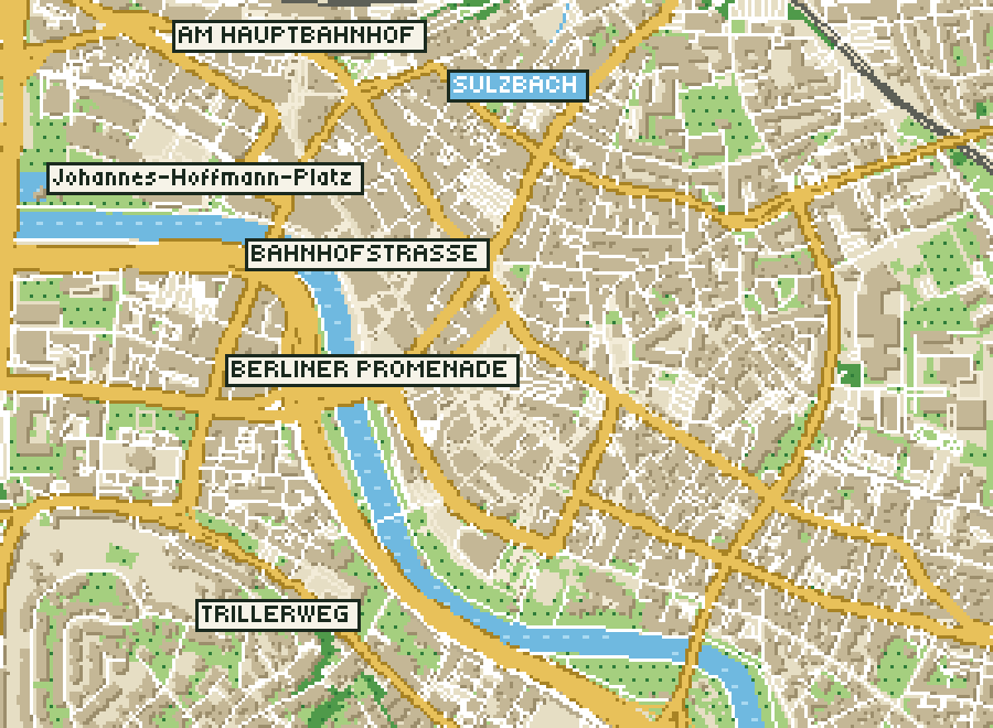 Pixel-Plan der Ortsmitte von Saarbrücken