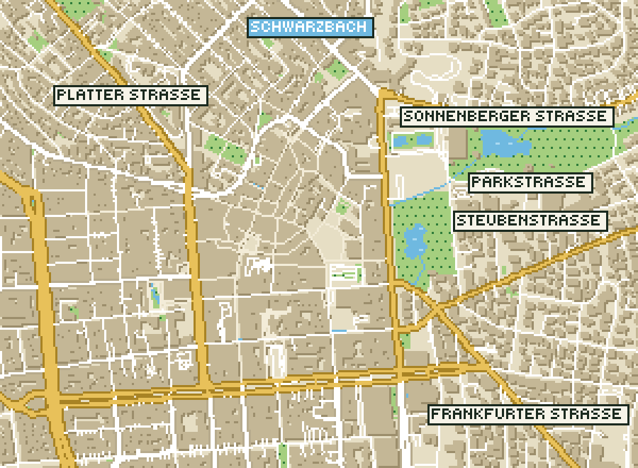 Pixel-Plan der Ortsmitte von Wiesbaden