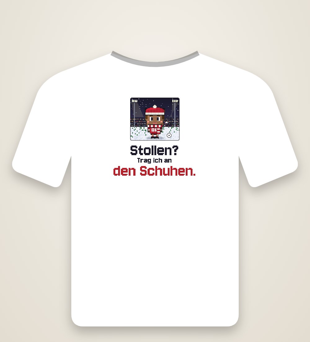 Spieler mit Ball im Schnee: Stollen? Trag ich an den Schuhen.