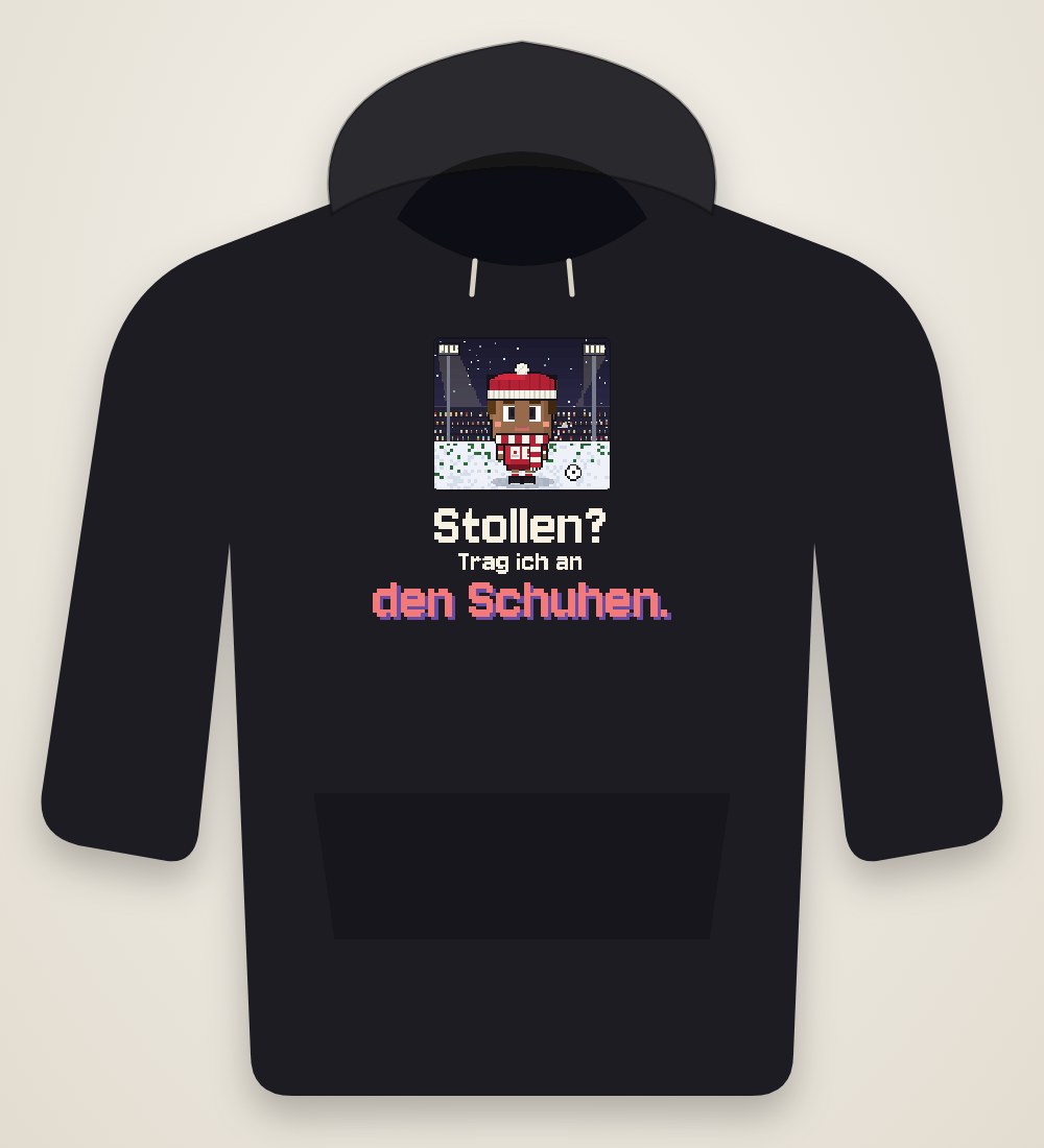 Spieler mit Ball im Schnee: Stollen? Trag ich an den Schuhen.