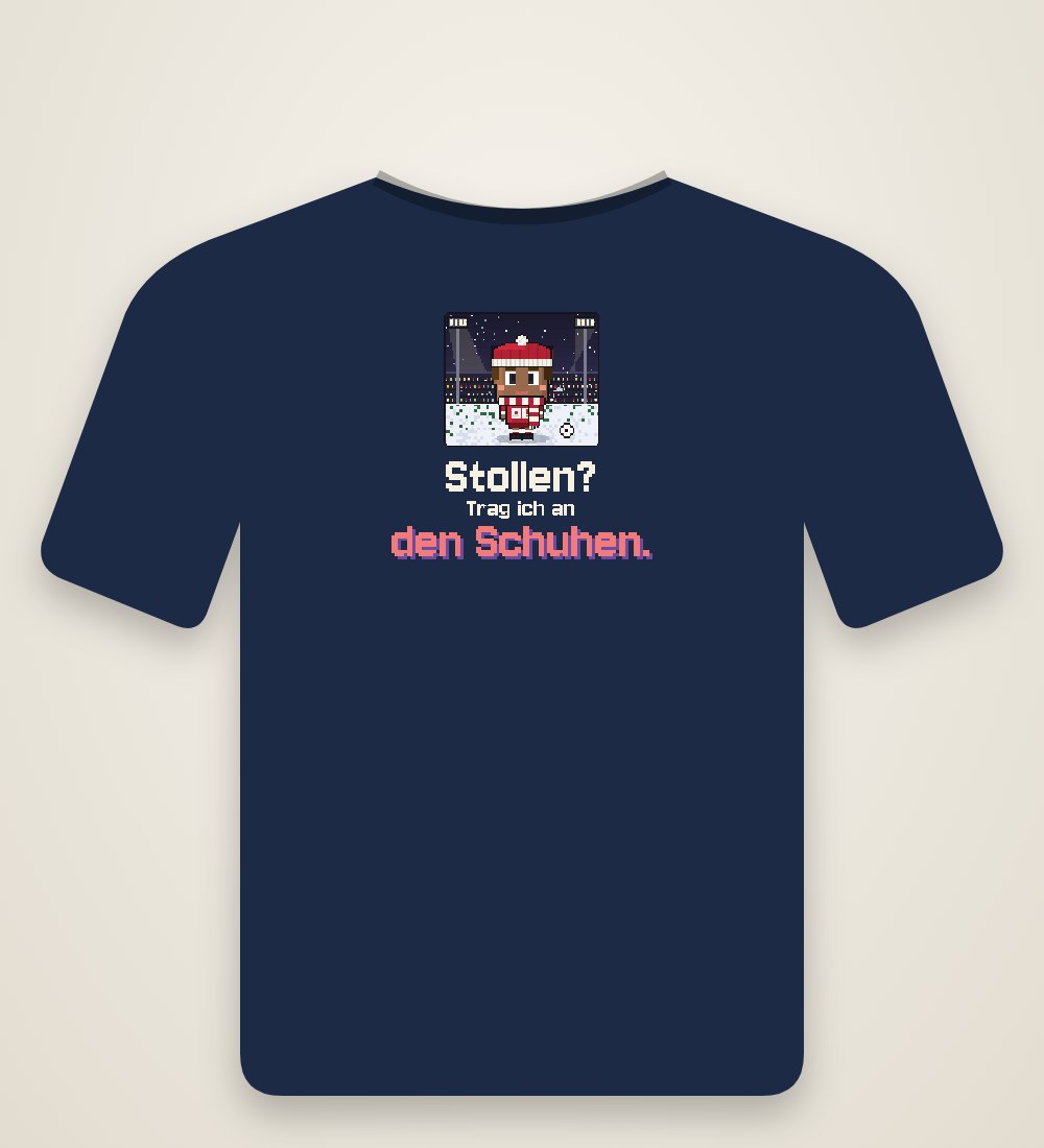 Spieler mit Ball im Schnee: Stollen? Trag ich an den Schuhen.
