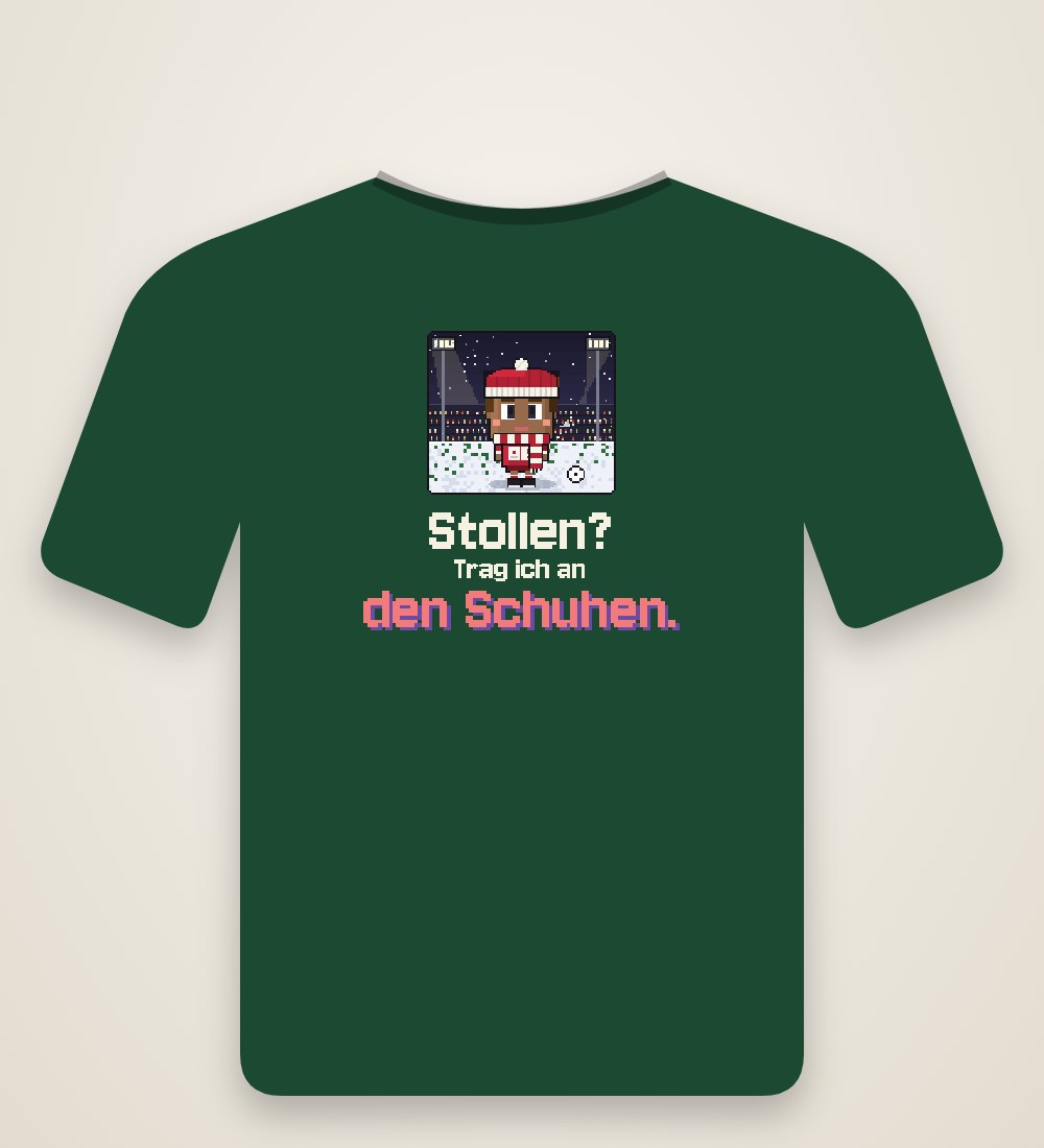 Spieler mit Ball im Schnee: Stollen? Trag ich an den Schuhen.