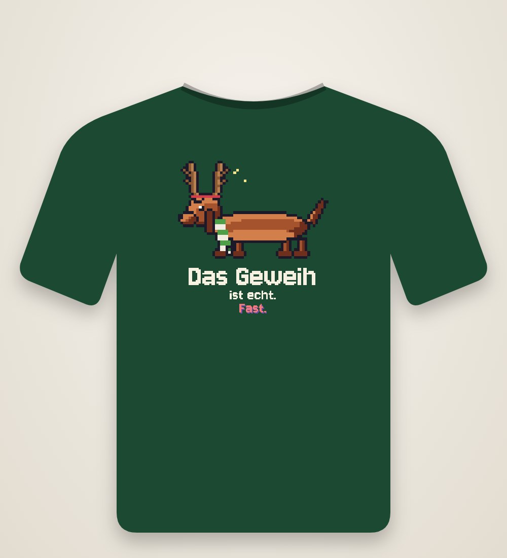 Dackel mit Geweih: Das Geweih ist echt. Fast.