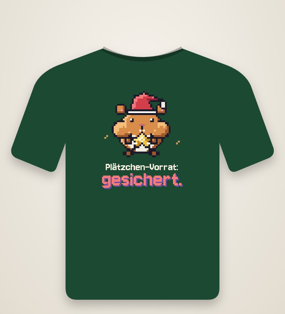 Hamster mit Plätzchen: Plätzchen-Vorrat: gesichert.