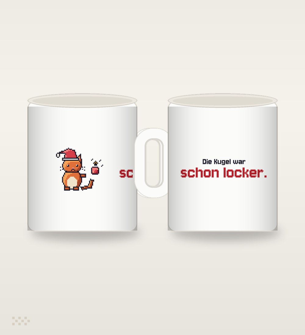 Katze mit Weihnachtsmütze: Die Kugel war schon locker.