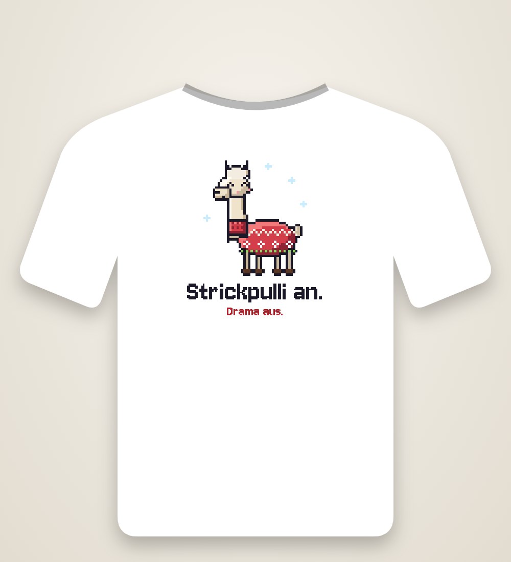 Lama im Strickpulli: Strickpulli an. Drama aus.