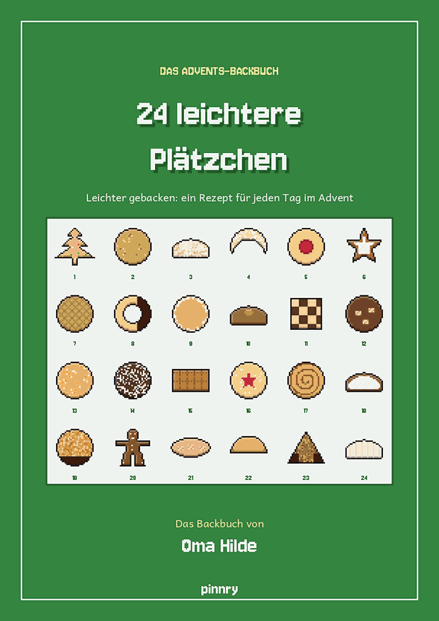 Titelseite in Tannengrün mit dem Namen „Oma Hilde“