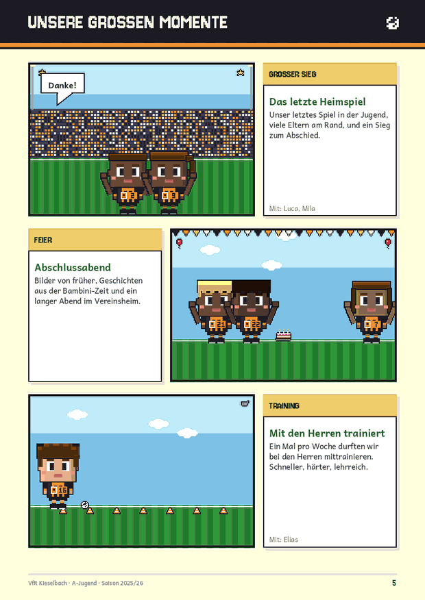 Comicseite mit drei großen Momenten der Saison