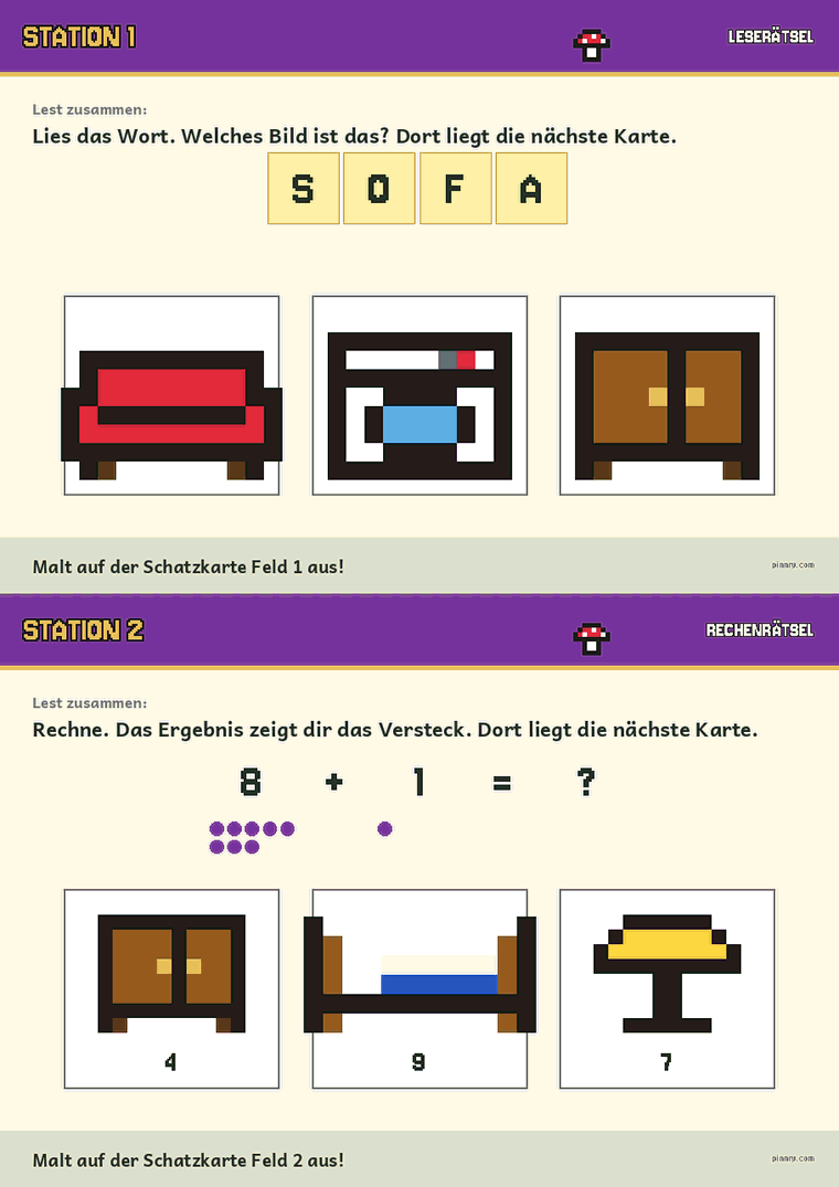 Stationskarten für Leseanfänger