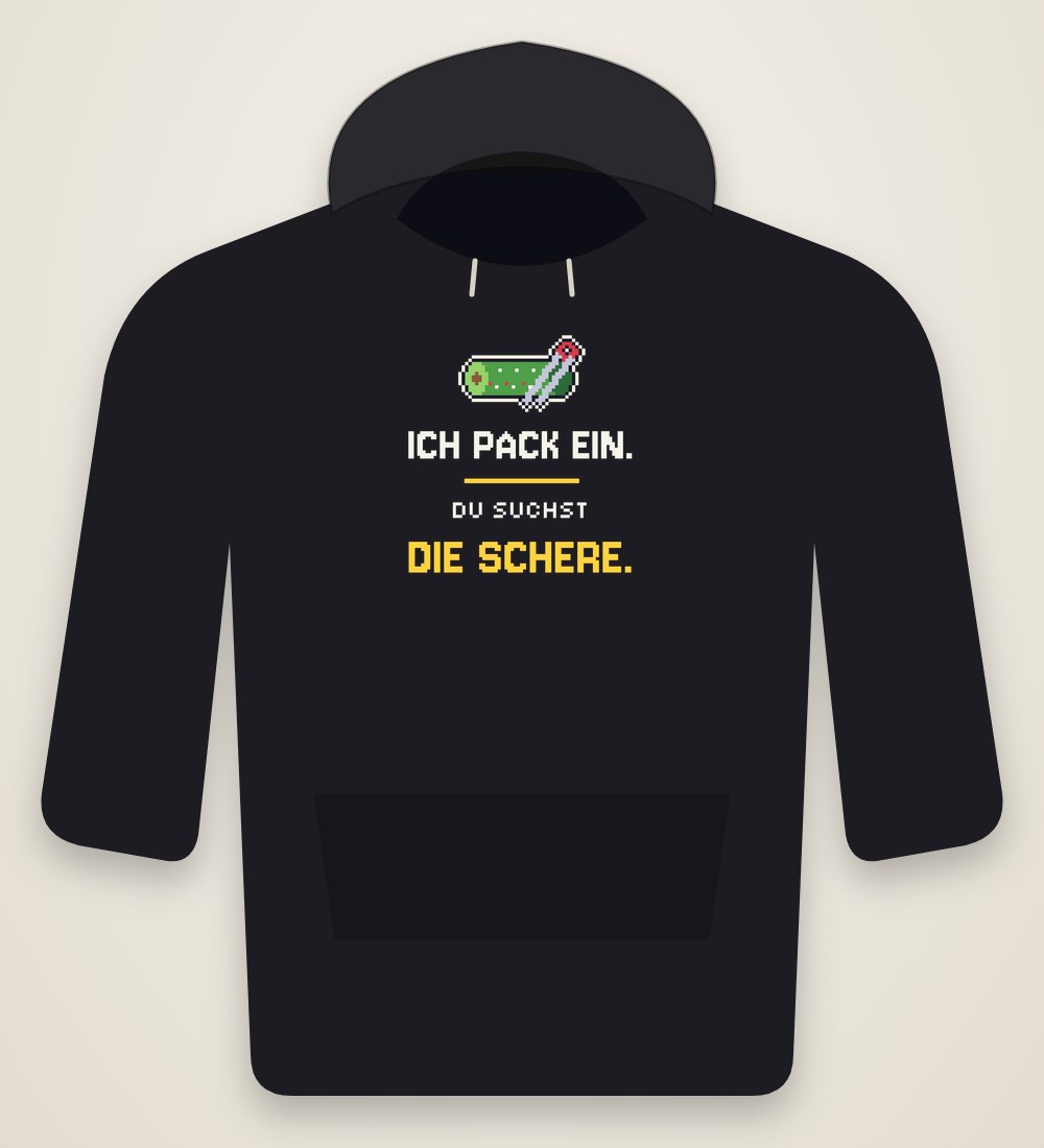 Ansicht: Ich pack ein. Du suchst die Schere.